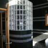 Completed glassblock work in master bathroom